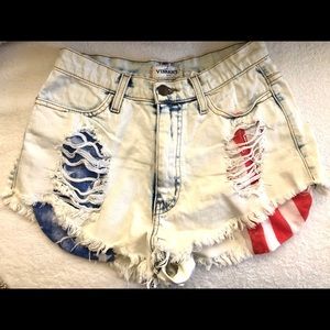 American flag pocket jean shorts